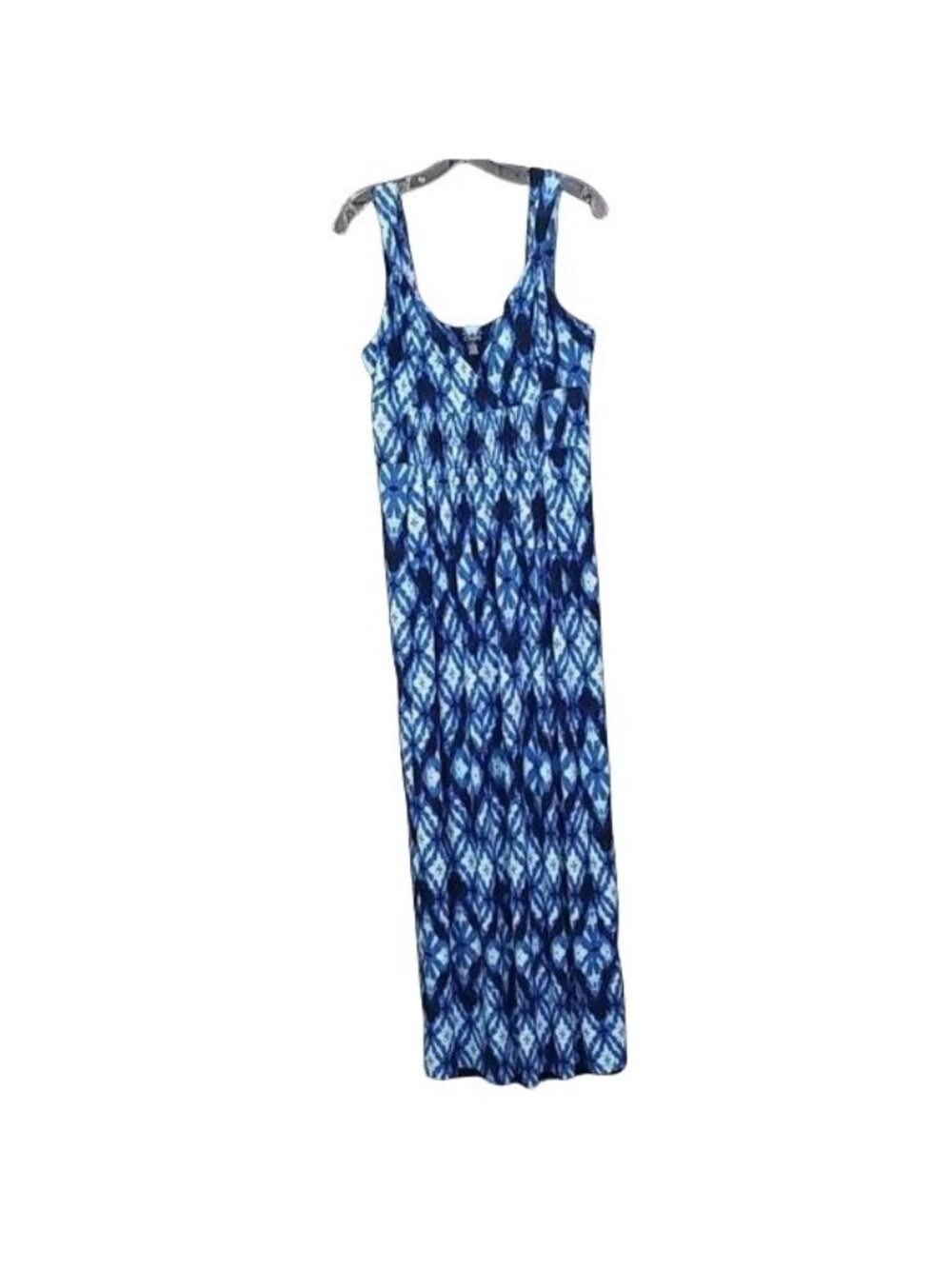 Chaps Womens Size L Dress Maxi Sleeveless Tie Dye Lightweight Jersey Stretch